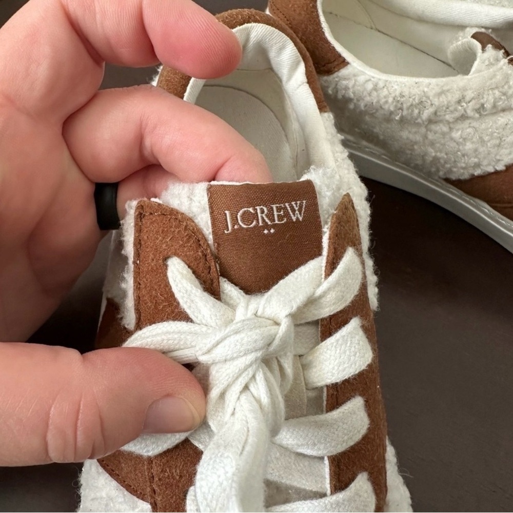 J. Crew Striped White Sherpa Road Trip Sneakers Womens Size 7.5 - Picture 9 of 9